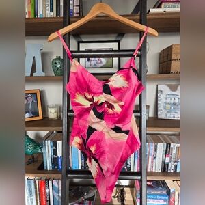 NWOT - H&M Vibrant Pink Floral Bodysuit, Size M